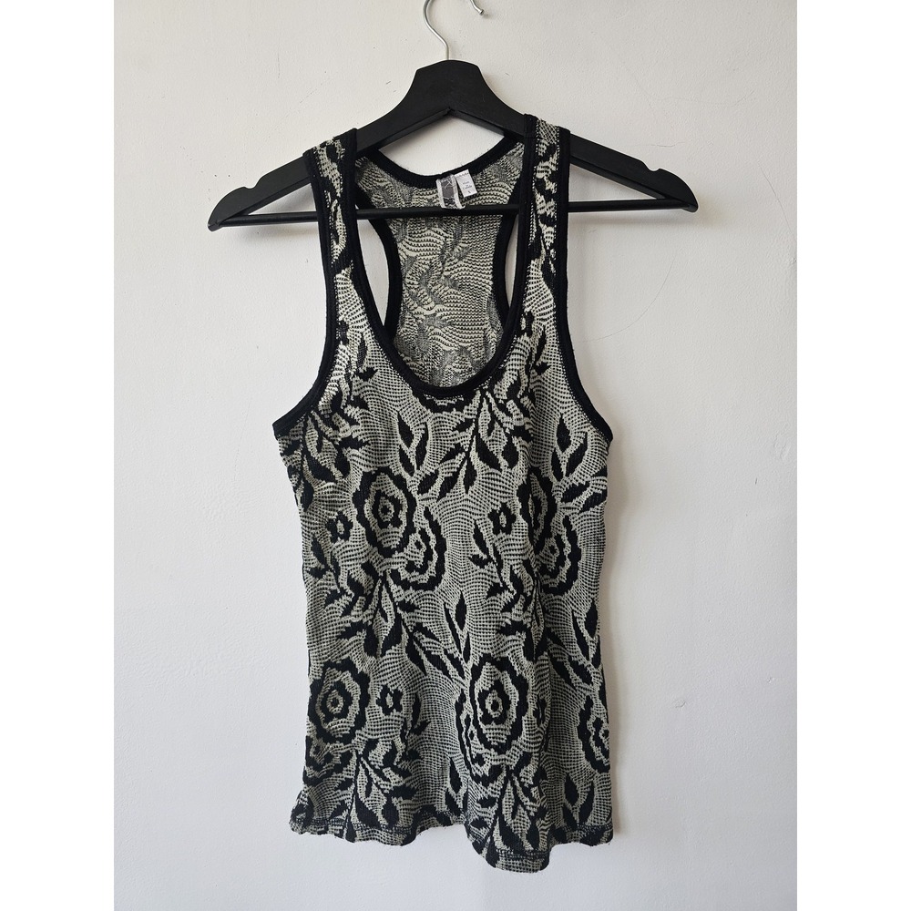 BKE Tank Top Womens Small Floral Knit Sheer Sleeveless‎ Racerback BK388